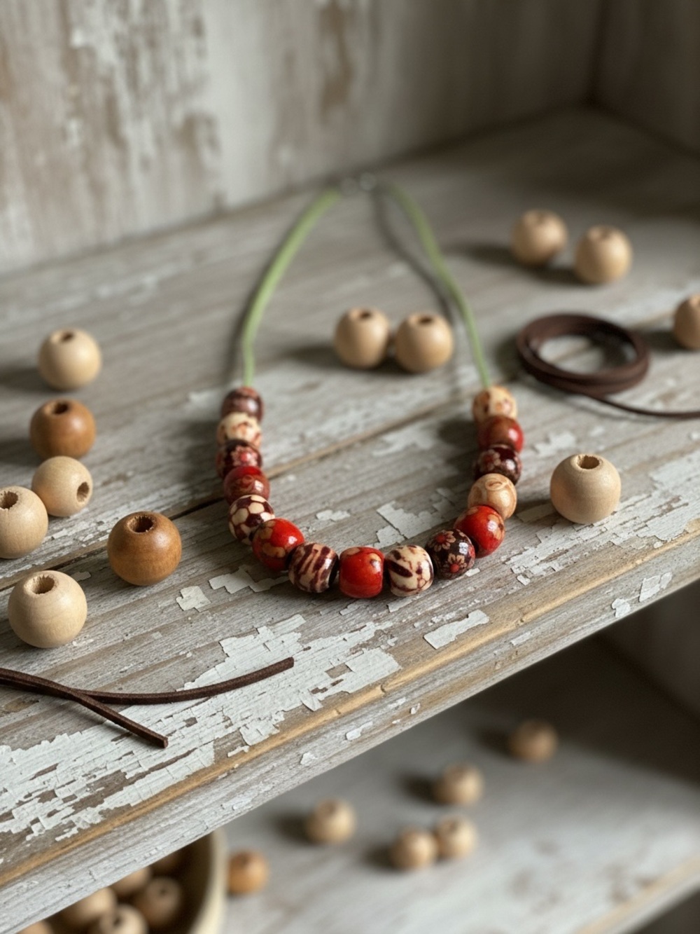 Handmade Red and Brown Beaded Necklace - Brand: handmade